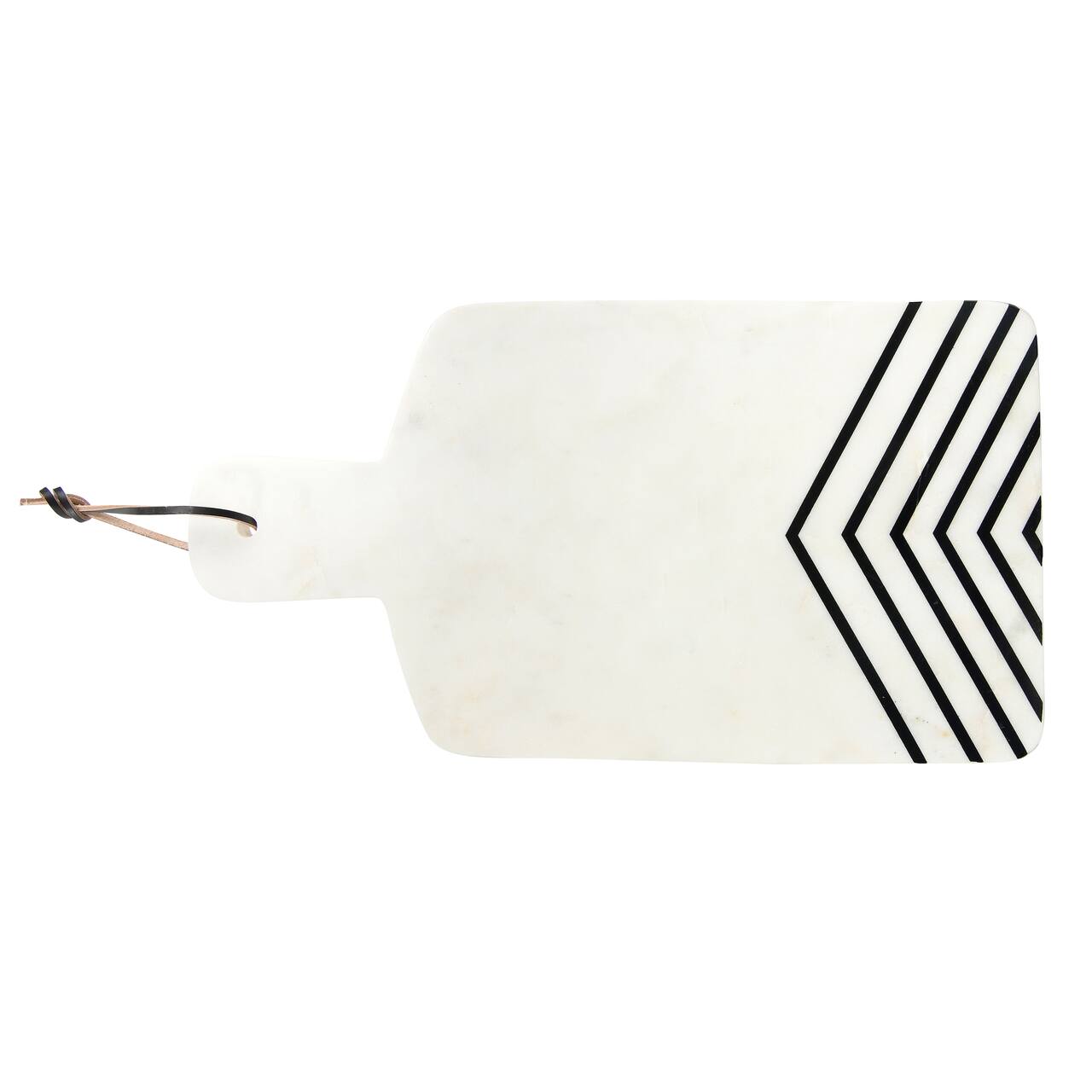 Hello Honey® 17" White and Black Chevron Marble Cheese/Cutting Board